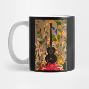 Acoustic Guitar Vintage Style Floral Mug